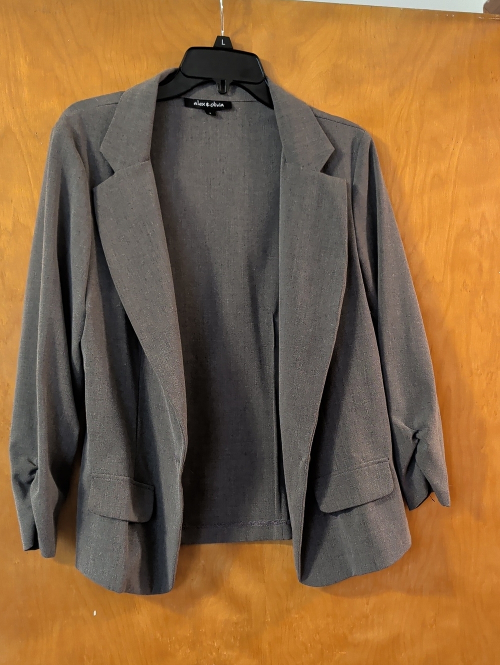 Alex & Olivia Gray Open Front Blazer Jacket